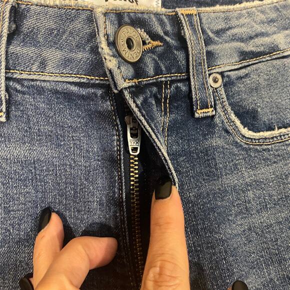 Paige Blue Fringe Side Panel Raw Hem Julia Skinny Ankle Denim Jeans Women Sz 24 - Picture 8 of 11